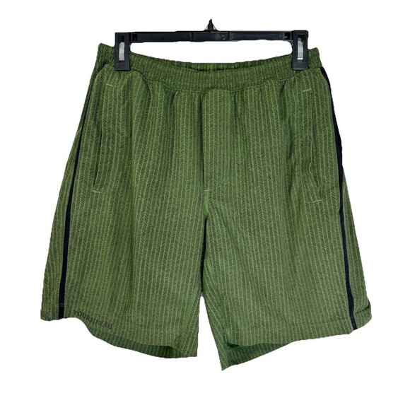 Lululemon Pace Breaker ‘Stretch Your Head’ Shorts Large Green Herringbone Lined - Picture 1 of 10